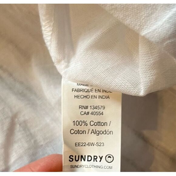 Sundry Everyday Striped Boho Mini Tunic White Black Sleeveless Dress Size O - Picture 4 of 10